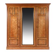 A Scottish late Victorian satinwood wardrobe