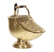 A Victorian brass coal helmet