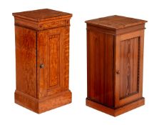 Y† A Victorian Satinwood and inlaid bedside cupboard