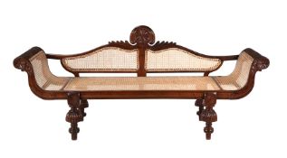 An Anglo Indian caned hardwood day bed or settee