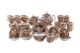 A Chamberlain's Worcester part tea and coffee service decorated with a Tobacco-Leaf pattern