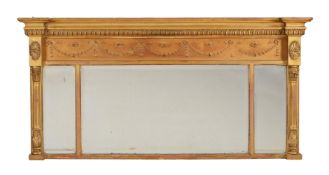 A Victorian giltwood overmantel wall mirror