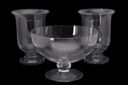 A large glass footed bowl