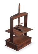 A GEORGE III MAHOGANY AND INLAID TABLE TOP BOOK PRESS, CIRCA 1780