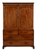 A GEORGE III MAHOGANY LINEN PRESS, CIRCA 1780