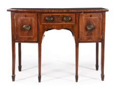 Y A GEORGE III MAHOGANY AND SATINWOOD BANDED SIDEBOARD, CIRCA 1790