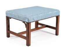A GEORGE III MAHOGANY AND UPHOLSTERED STOOL, CIRCA 1780