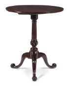 A GEORGE III MAHOGANY AND BRASS INLAID TRIPOD TABLE, IN THE MANNER OF JOHN CHANNON
