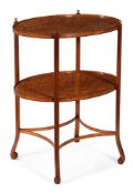 Y A LATE GEORGE III SATINWOOD AND TULIPWOOD CROSS BANDED ETAGERE, CIRCA 1810
