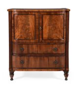 A LATE GEORGE III MAHOGANY AND EBONISED BEDSIDE COMMODE, CIRCA 1810