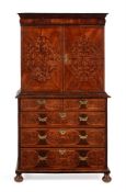 Y A WILLIAM & MARY KINGWOOD, WALNUT AND SEAWEED MARQUETRY CABINET ON CHEST, CIRCA 1690