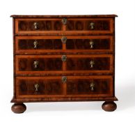 A WILLIAM & MARY OLIVEWOOD OYSTER VENEERED AND FRUITWOOD CROSS BANDED CHEST OF DRAWERS, CIRCA 1690