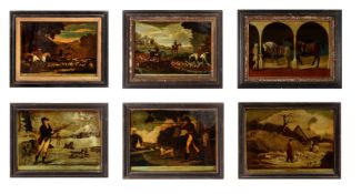 A GROUP OF ELEVEN REVERSE GLASS MEZZOTINTS, 18TH AND 19TH CENTURY