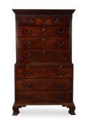 A GEORGE III MAHOGANY CHEST ON CHEST IN THE MANNER OF THOMAS CHIPPENDALE, CIRCA 1770