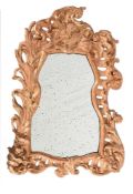 A CONTINENTAL CARVED GILTWOOD WALL MIRROR, POSSIBLY SPANISH OR PORTUGUESE