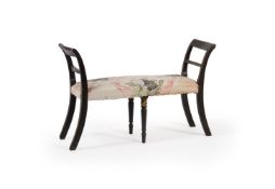 A GEORGE III SIMULATED ROSEWOOD AND CHINOISERIE DECORATED WINDOW SEAT, CIRCA 1810