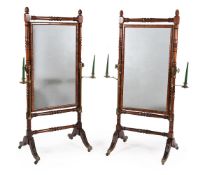 A PAIR OF GEORGE IV MAHOGANY CHEVAL MIRRORS, CIRCA 1825