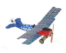 A model of a radio controlled German Biplane with motor