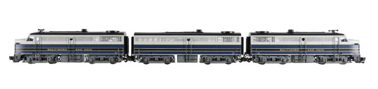 An Aristocraft G gauge 1/29th scale model of a Baltimore & Ohio diesel locomotive
