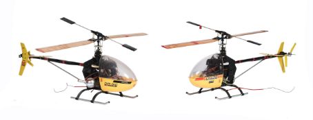 Two radio controlled models of cyclone helicopters