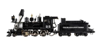 A Gauge 1 Aster model of a Colorado & Southern 2-6-0 American tender locomotive
