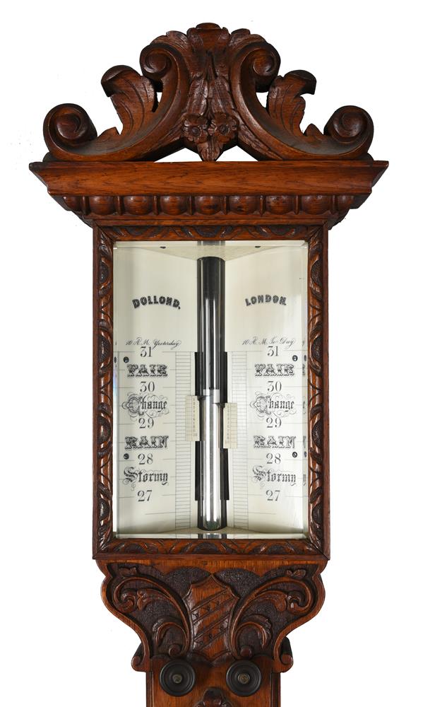 Y A VICTORIAN CARVED OAK MERCURY STICK BAROMETER - Image 2 of 3