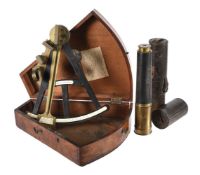 AN EBONY AND BRASS NAVIGATIONAL OCTANT