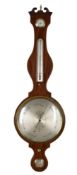 Y A GEORGE III MAHOGANY MERCURY WHEEL BAROMETER WITH TWELVE-INCH DIAL