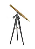 A SUBSTANTIAL VICTORIAN LACQUERED BRASS 3.75-INCH REFRACTING TELESCOPE