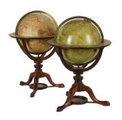 A FINE PAIR OF GEORGE III/REGENCY 12 INCH LIBRARY TABLE GLOBES