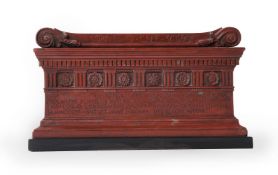 AN ITALIAN MODEL OF SCIPIO'S TOMB IN ROSSO ANTICO MARBLE, MID 19TH CENTURY