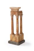 AN ITALIAN ALABASTER MODEL OF THE TEMPLE OF VESPASIAN, 19TH CENTURY