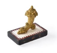 A FRENCH OR ITALIAN GILT BRONZE RAM'S HEAD CORNUCOPIA, EARLY 19TH CENTURY