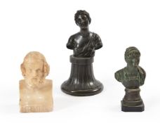 ITALIAN GRAND TOUR ITEMS INCLUDING; AN ALABASTER HERM BUST OF HOMER