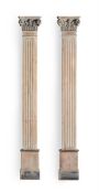 A PAIR OF OAK PILASTERS WITH CORINTHIAN CAPITALS, 20TH CENTURY