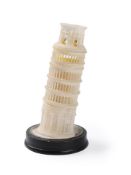 AN ITALIAN ALABASTER MODEL OF THE CAMPANILE PISA 19TH CENTURY