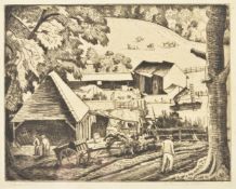 λ Ethelbert White (British 1891-1972), The farm in the hollow