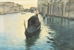 Alberto Prosdocimi (Italian 1852-1925), Venetian scene, with gondola in the foreground