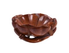 A Chinese wood 'Lotus' bush washer