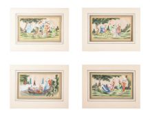 A set of ten Chinese silk paintings