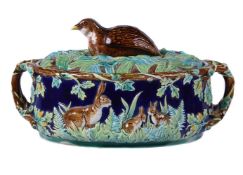 A George Jones majolica two-handled game-pie tureen