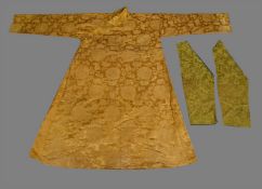 A Grand Tibetan chuba made of Chinese yellow brocade