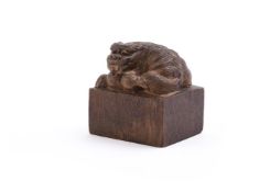 A Chinese wood 'Buddhist' lion seal