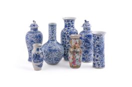 A group of Chinese blue and white vases
