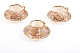 A Pair of Satsuma Pottery Cups and Saucers