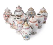 A group of nine Chinese Export tea canisters