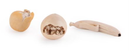 Y A Japanese Carved Ivory Model of a Fruit
