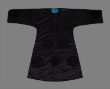 A Chinese aubergine silk cut velvet informal surcoat