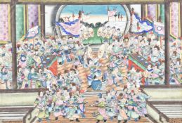 A Chinese School large painting of a Festival