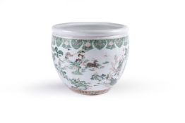 A large Chinese Famille Verte Jardinière